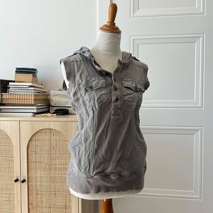 Converse Hoodie Vest mixed material lots of pockets, size M GUC